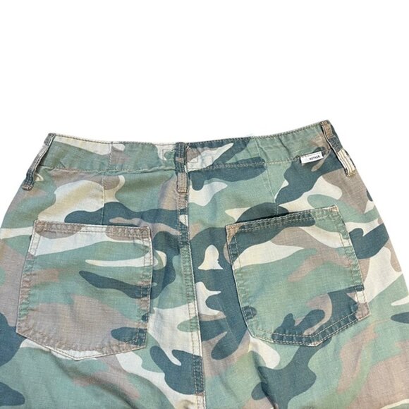 Mother women's pants 24 US 0 green camo print straight leg raw hem jeans - Picture 4 of 11